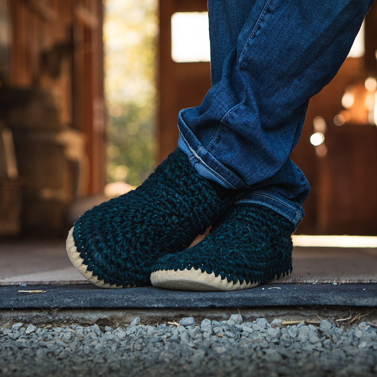 Man wearing Padraig Slippers